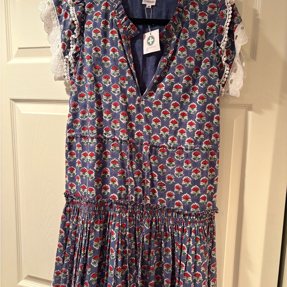 CHARLESTON SHOE CO. Blue Floral Mini Dress